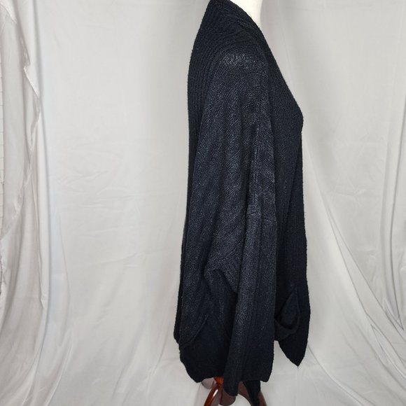 Topshop Long Black Oversized Open Front Cardigan Size 14/XL - Picture 7 of 12